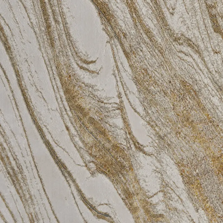 7' X 10' Ivory Brown and Gold Abstract Power Loom Area Rug
