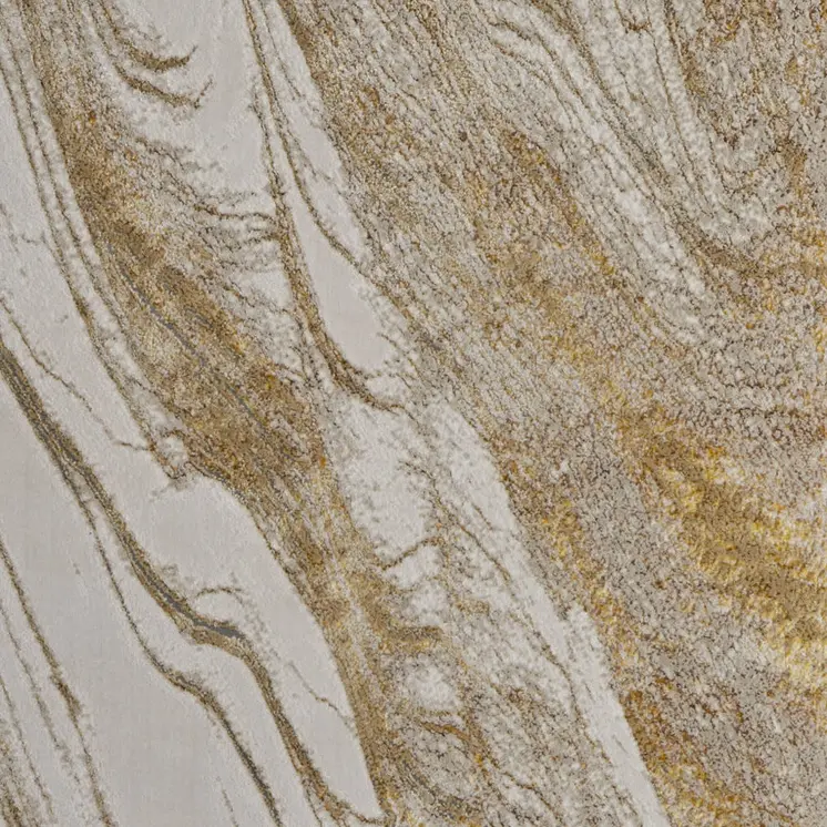 2' X 3' Ivory Brown and Gold Abstract Power Loom Area Rug
