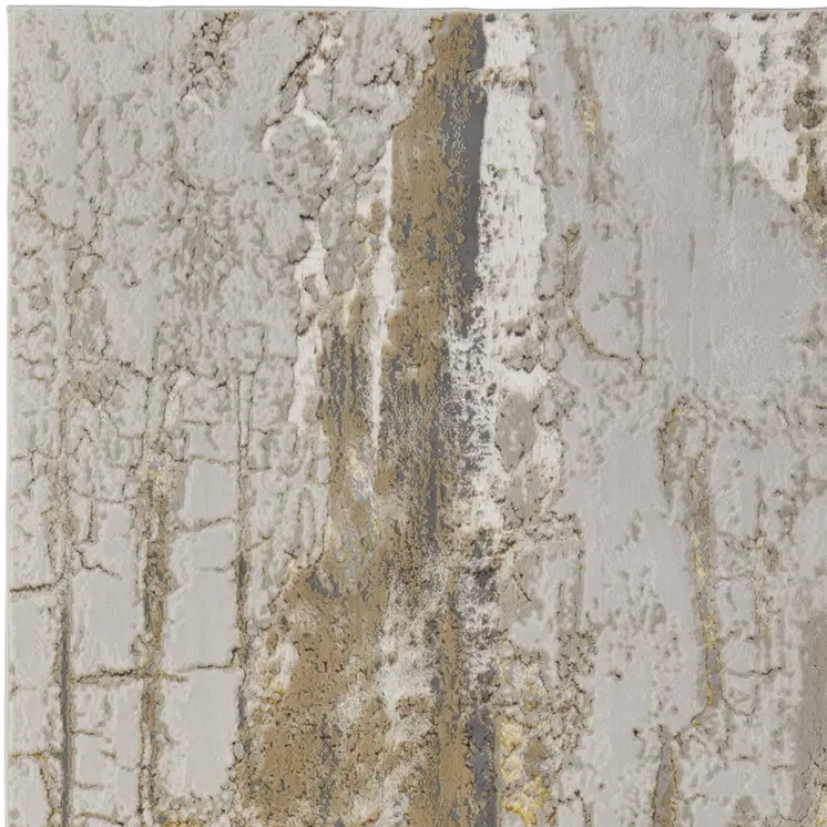 4' X 6' Ivory Gray and Brown Abstract Power Loom Area Rug