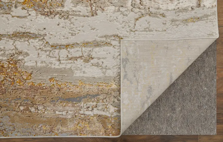 7' X 10' Ivory Gray and Brown Abstract Power Loom Area Rug