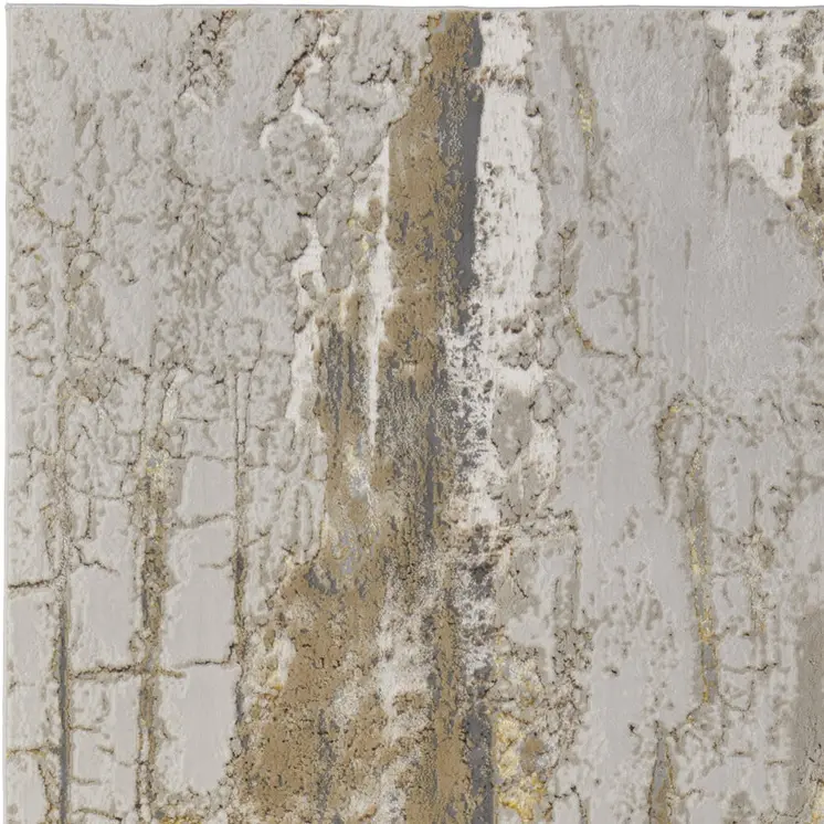 9' X 12' Ivory Gray and Brown Abstract Power Loom Area Rug
