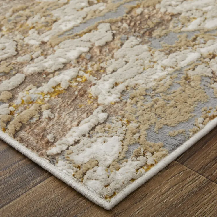 13' X 20' Ivory Gray and Brown Abstract Power Loom Area Rug