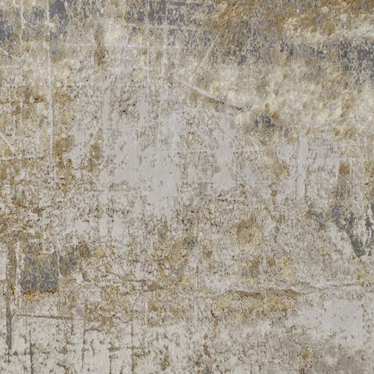 4' X 6' Ivory Gray and Brown Abstract Power Loom Worn Faded Area Rug