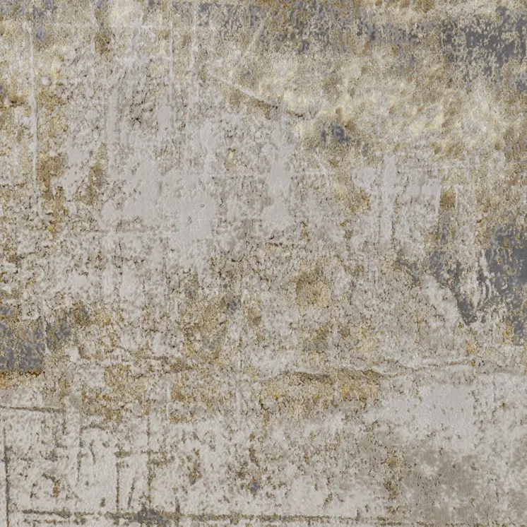 5' X 8' Ivory Gray and Brown Abstract Power Loom Worn Faded Area Rug