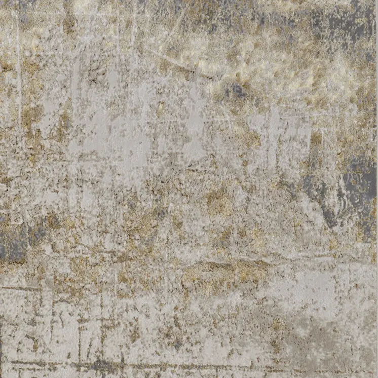 8' X 10' Ivory Gray and Brown Abstract Power Loom Worn Faded Area Rug
