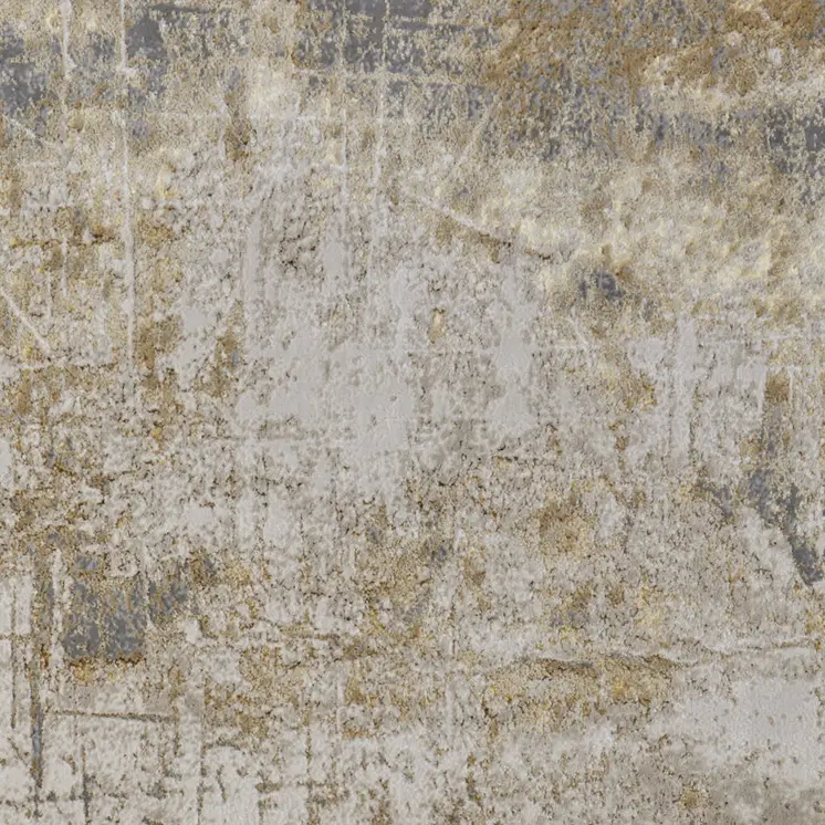 10' X 13' Ivory Gray and Brown Abstract Power Loom Worn Faded Area Rug