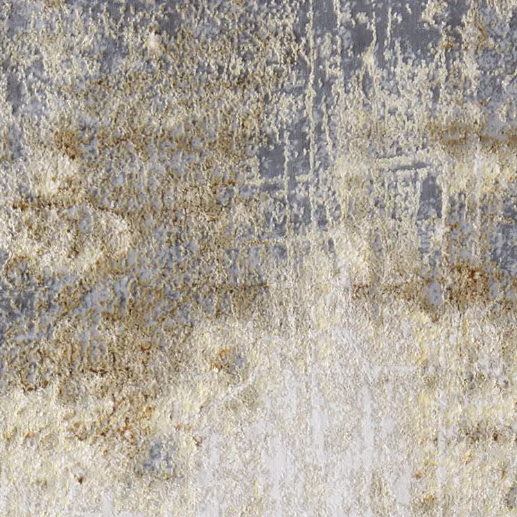 8' Ivory Gray and Brown Abstract Power Loom Worn Faded Runner Rug