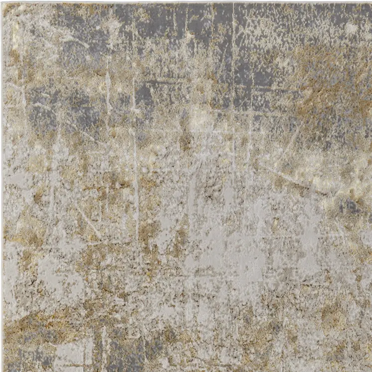 13' X 20' Ivory Gray and Brown Abstract Power Loom Worn Faded Area Rug