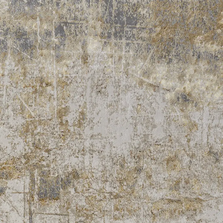 2' X 3' Ivory Gray and Brown Abstract Power Loom Worn Faded Area Rug