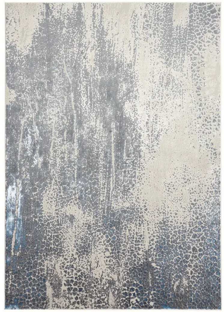8' X 10' Ivory Gray and Blue Abstract Power Loom Area Rug