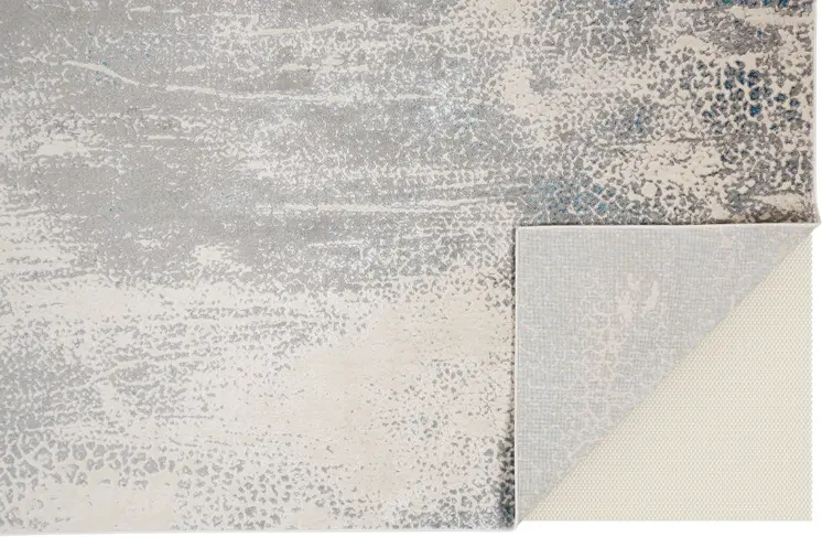 8' X 10' Ivory Gray and Blue Abstract Power Loom Area Rug