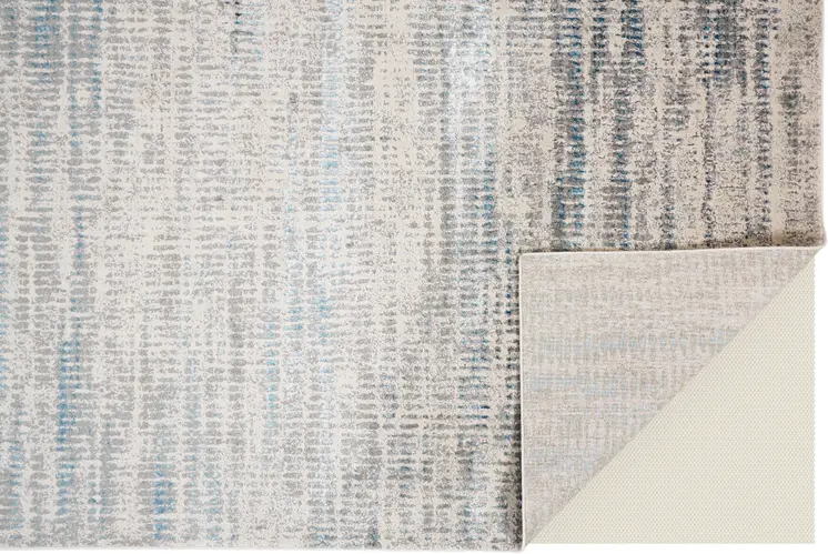 8' X 10' Ivory Gray and Blue Abstract Power Loom Area Rug