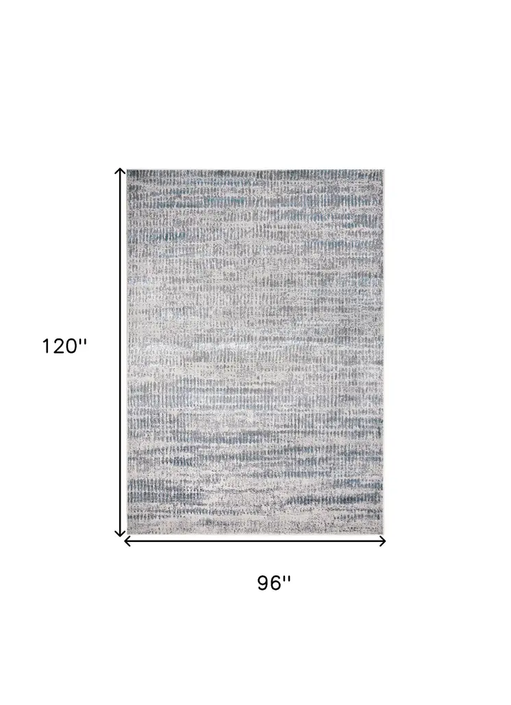 8' X 10' Ivory Gray and Blue Abstract Power Loom Area Rug