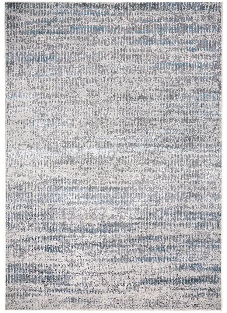 8' X 10' Ivory Gray and Blue Abstract Power Loom Area Rug
