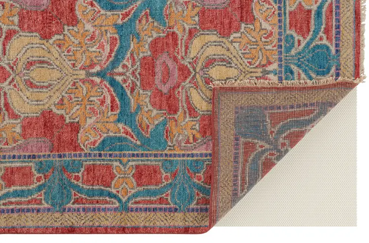 8' X 10' Blue Red and Yellow Wool Oriental Hand Knotted Area Rug