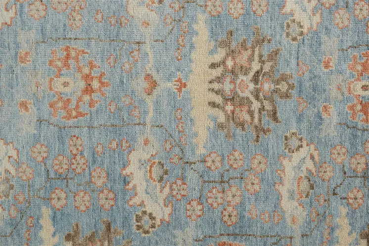 2' X 3' Brown and Blue Wool Oriental Hand Knotted Area Rug