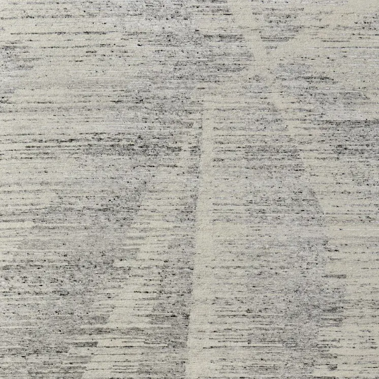 3' X 5' Ivory and Gray Abstract Hand Knotted Worn Faded Area Rug