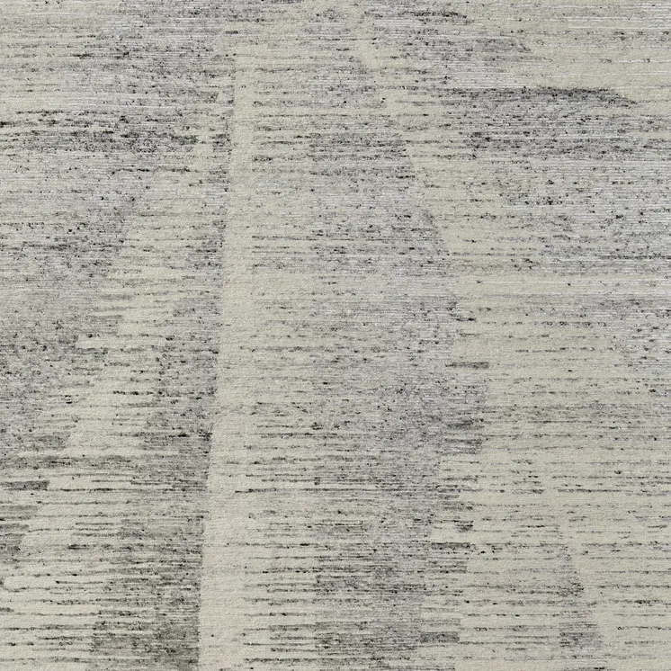 9' X 13' Ivory and Gray Abstract Hand Knotted Worn Faded Area Rug