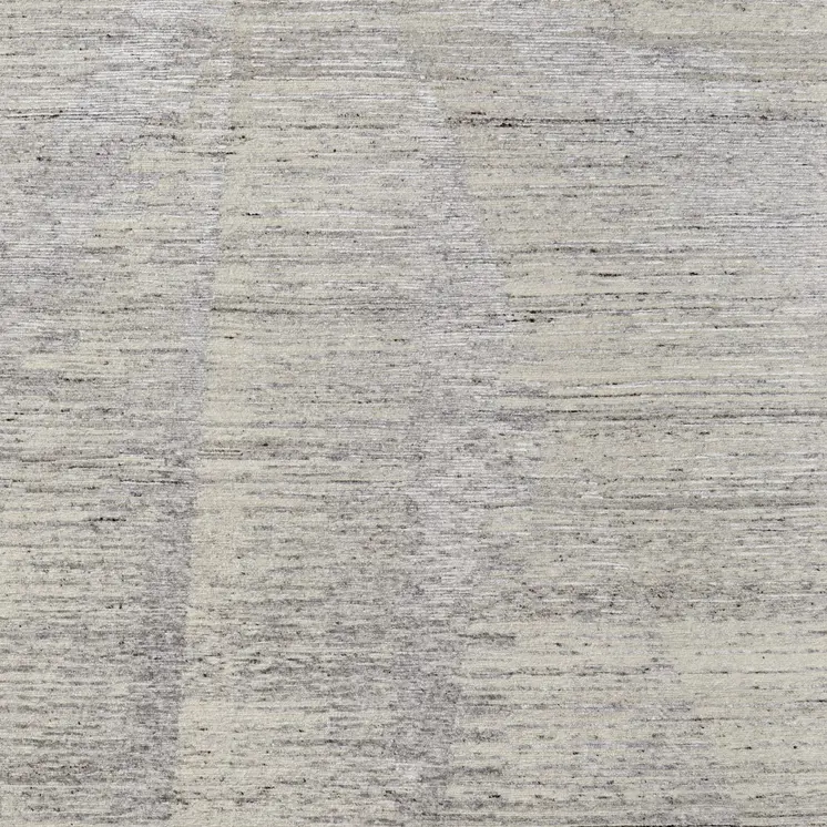6' X 9' Ivory and Gray Abstract Hand Knotted Worn Faded Area Rug