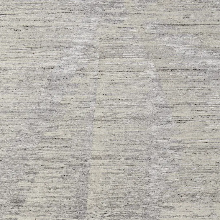 8' X 10' Ivory and Gray Abstract Hand Knotted Worn Faded Area Rug