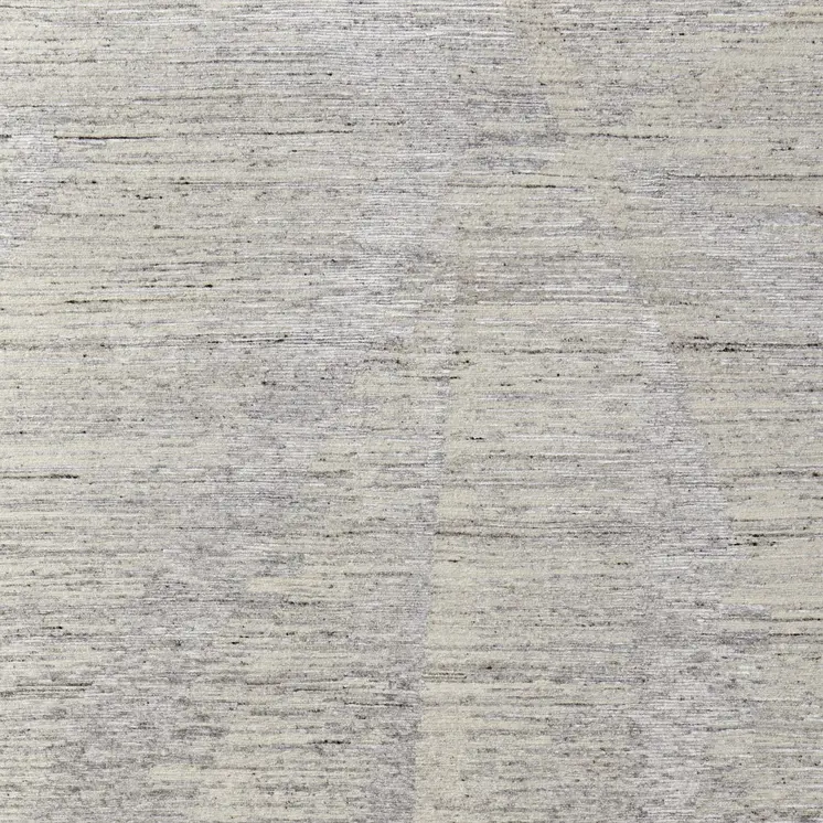 8' X 12' Ivory and Gray Abstract Hand Knotted Worn Faded Area Rug