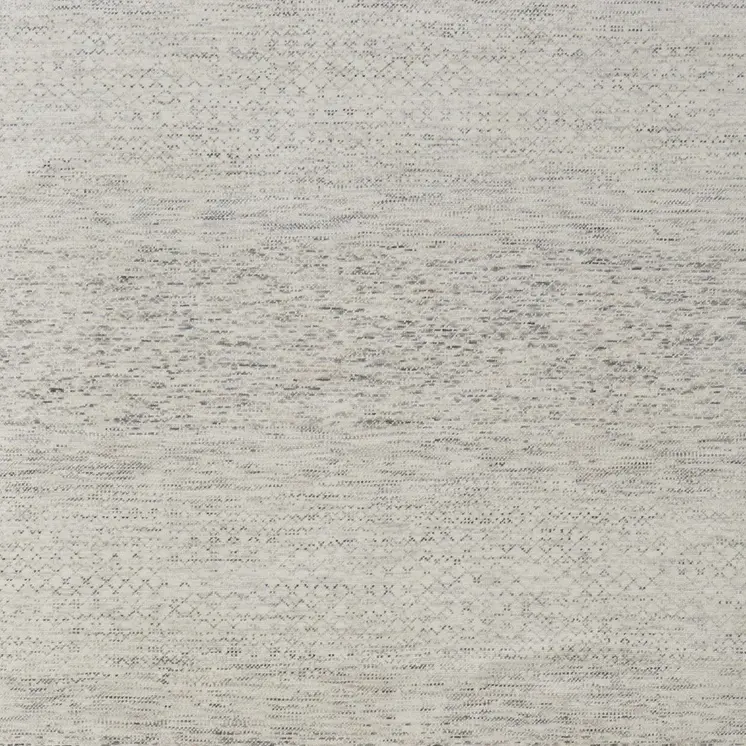 8' X 12' Ivory and Gray Wool Hand Knotted Area Rug With Fringe