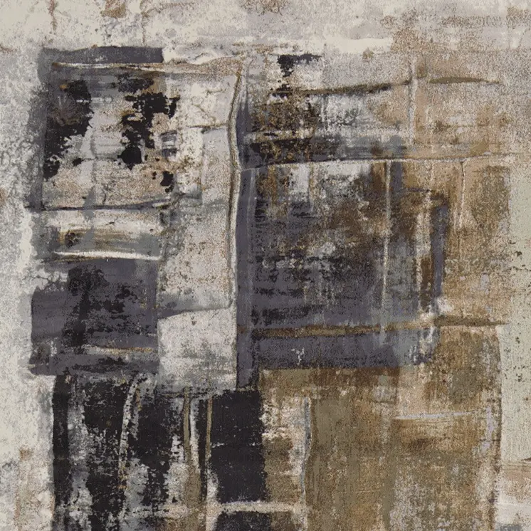 5' X 8' Gray Black and Brown Abstract Power Loom Area Rug