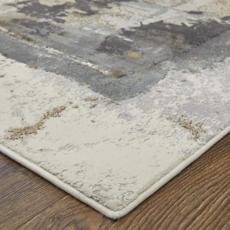 10' X 13' Gray Black and Brown Abstract Power Loom Area Rug