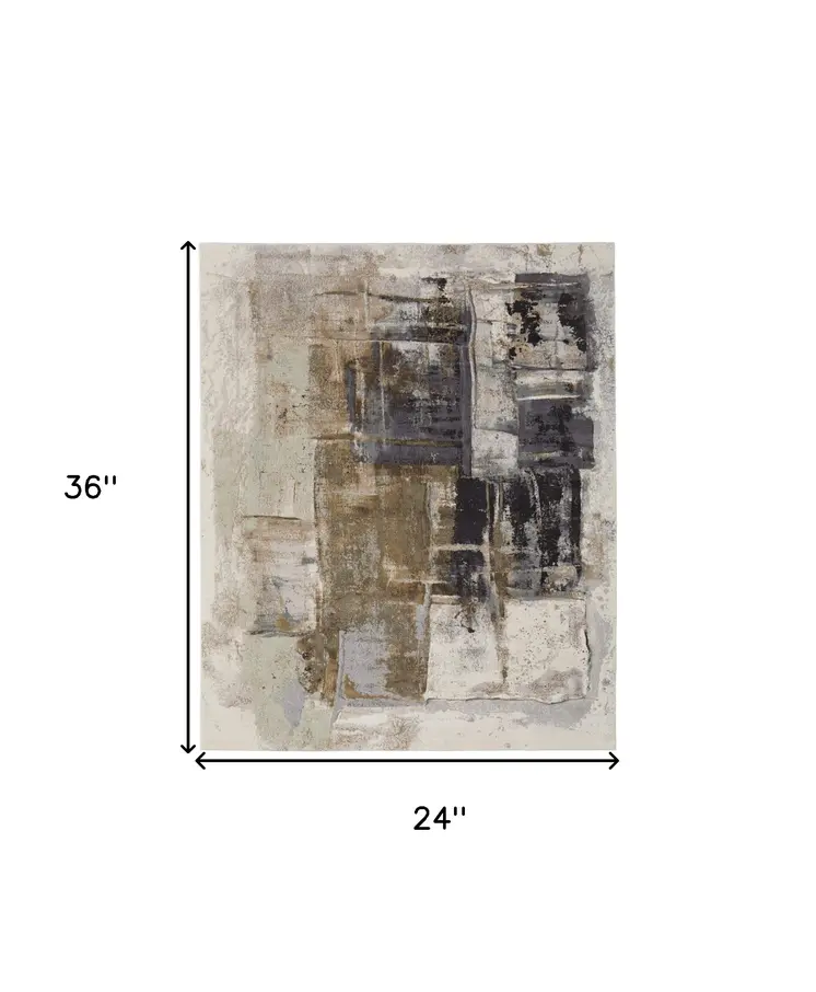 2' X 3' Gray Black and Brown Abstract Power Loom Area Rug