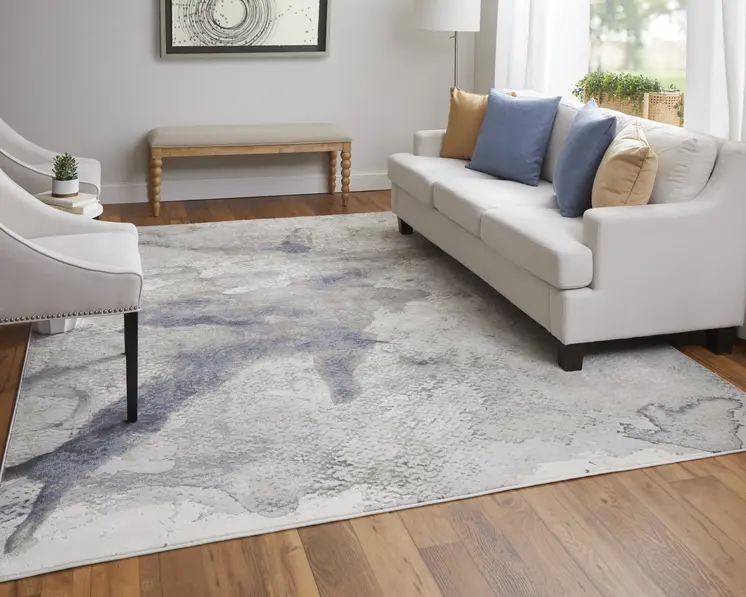 5' X 8' Gray Black and Brown Abstract Power Loom Area Rug