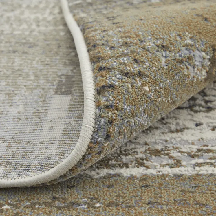 5' X 8' Ivory Gray and Brown Abstract Power Loom Area Rug