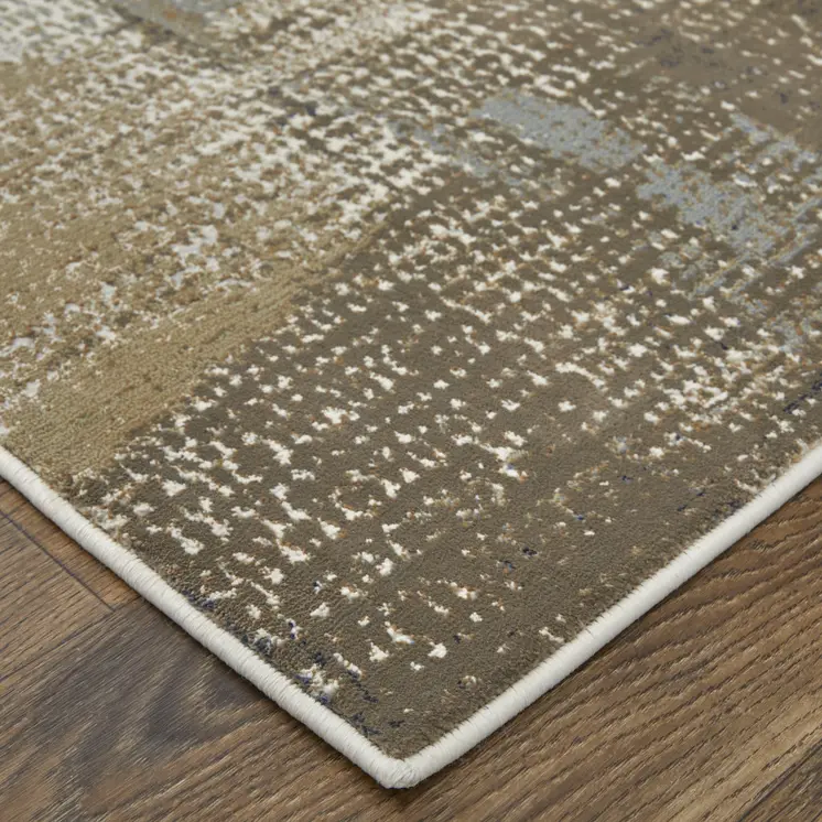 5' X 8' Ivory Gray and Brown Abstract Power Loom Area Rug