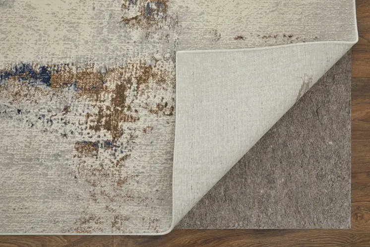 4' X 6' Ivory Blue and Brown Abstract Power Loom Area Rug
