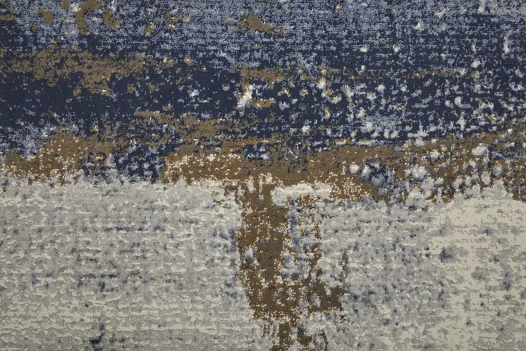 2' X 3' Ivory Blue and Brown Abstract Power Loom Area Rug