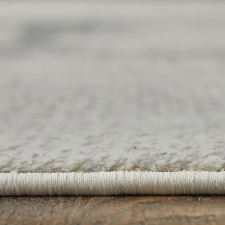 2' X 3' Ivory Blue and Brown Abstract Power Loom Area Rug