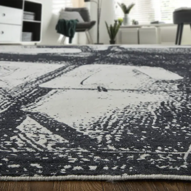 10' X 14' Black and Gray Abstract Hand Woven Area Rug