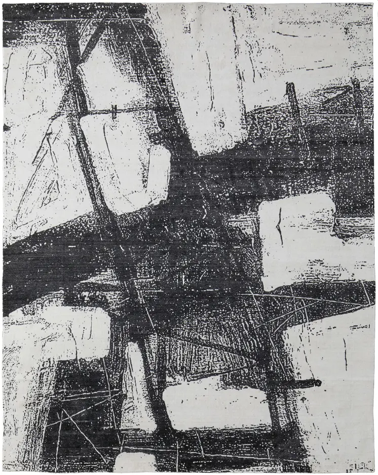 12' X 15' Black and Gray Abstract Hand Woven Area Rug