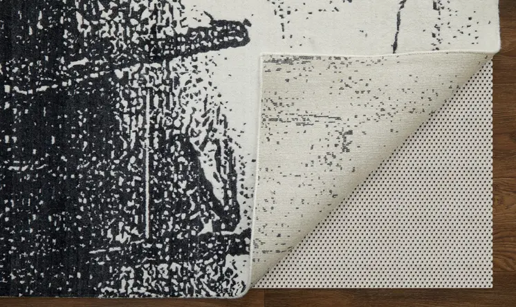 2' X 3' Black and Gray Abstract Hand Woven Area Rug