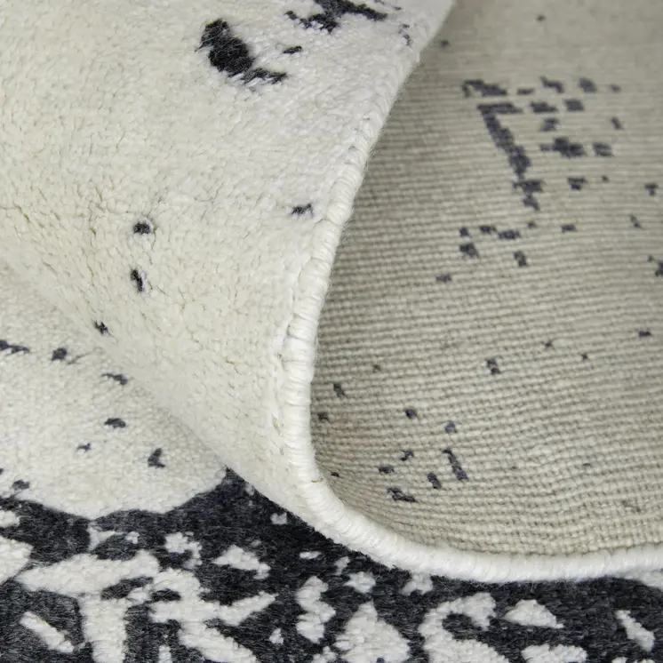 2' X 3' Black and Gray Abstract Hand Woven Area Rug