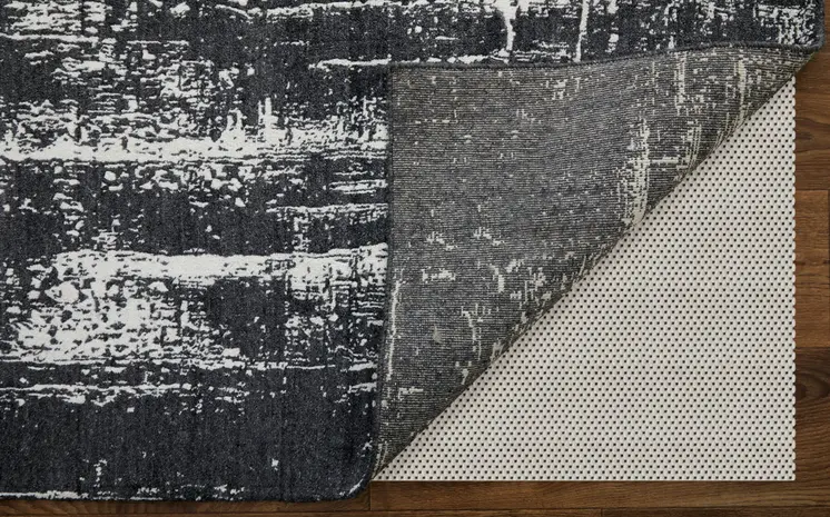 4' X 6' Black and Gray Abstract Hand Woven Area Rug