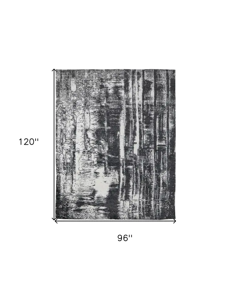 8' X 10' Black and Gray Abstract Hand Woven Area Rug