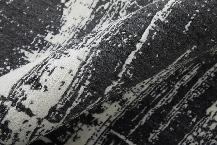 10' X 14' Black and Gray Abstract Hand Woven Area Rug