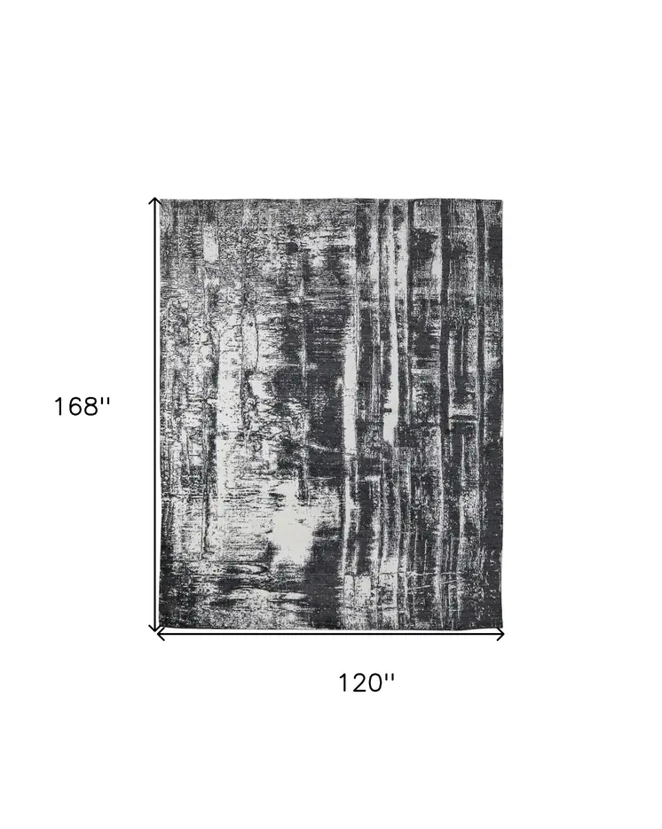 10' X 14' Black and Gray Abstract Hand Woven Area Rug