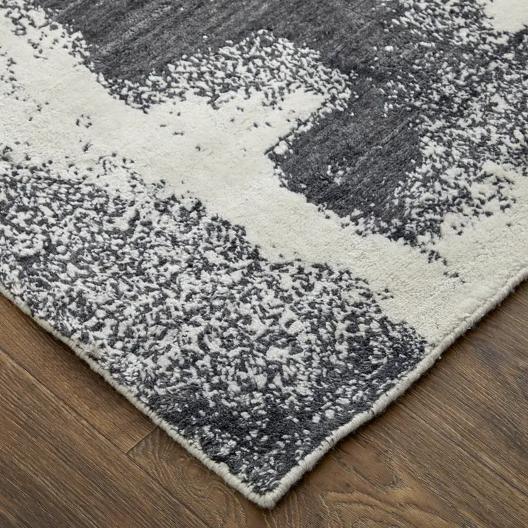 10' X 14' Black and Gray Abstract Hand Woven Area Rug