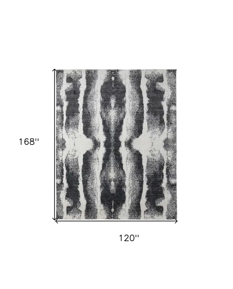 10' X 14' Black and Gray Abstract Hand Woven Area Rug