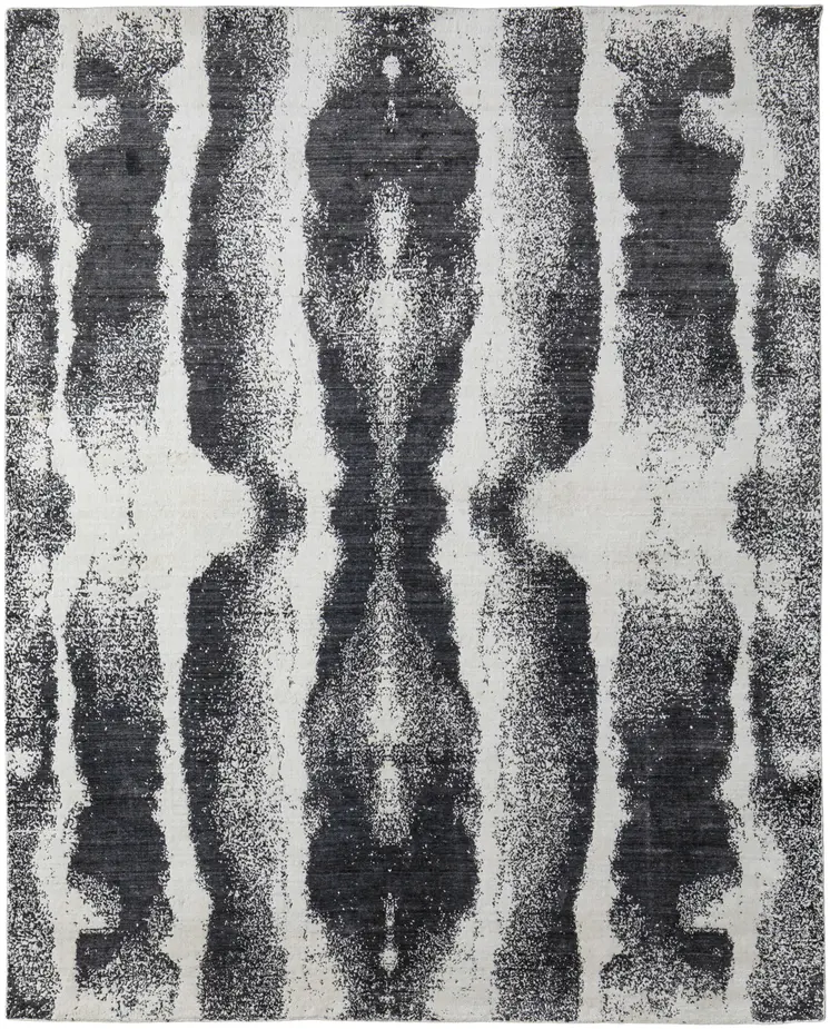 10' X 14' Black and Gray Abstract Hand Woven Area Rug