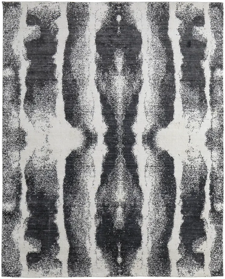 12' X 15' Black and Gray Abstract Hand Woven Area Rug