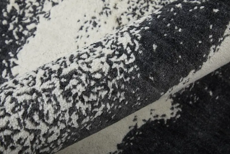 2' X 3' Black and Gray Abstract Hand Woven Area Rug