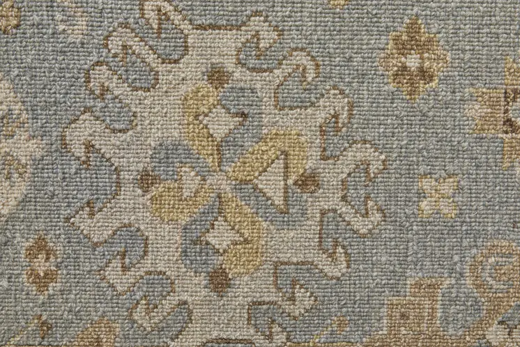 2' X 3' Gray and Ivory Wool Oriental Hand Knotted Area Rug With Fringe