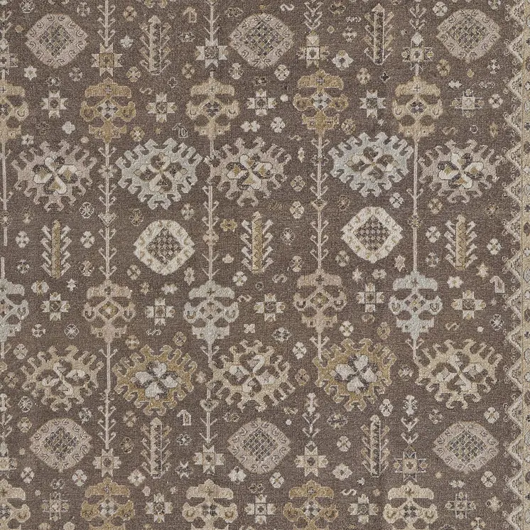 4' X 6' Tan and Brown Wool Oriental Hand Knotted Area Rug With Fringe